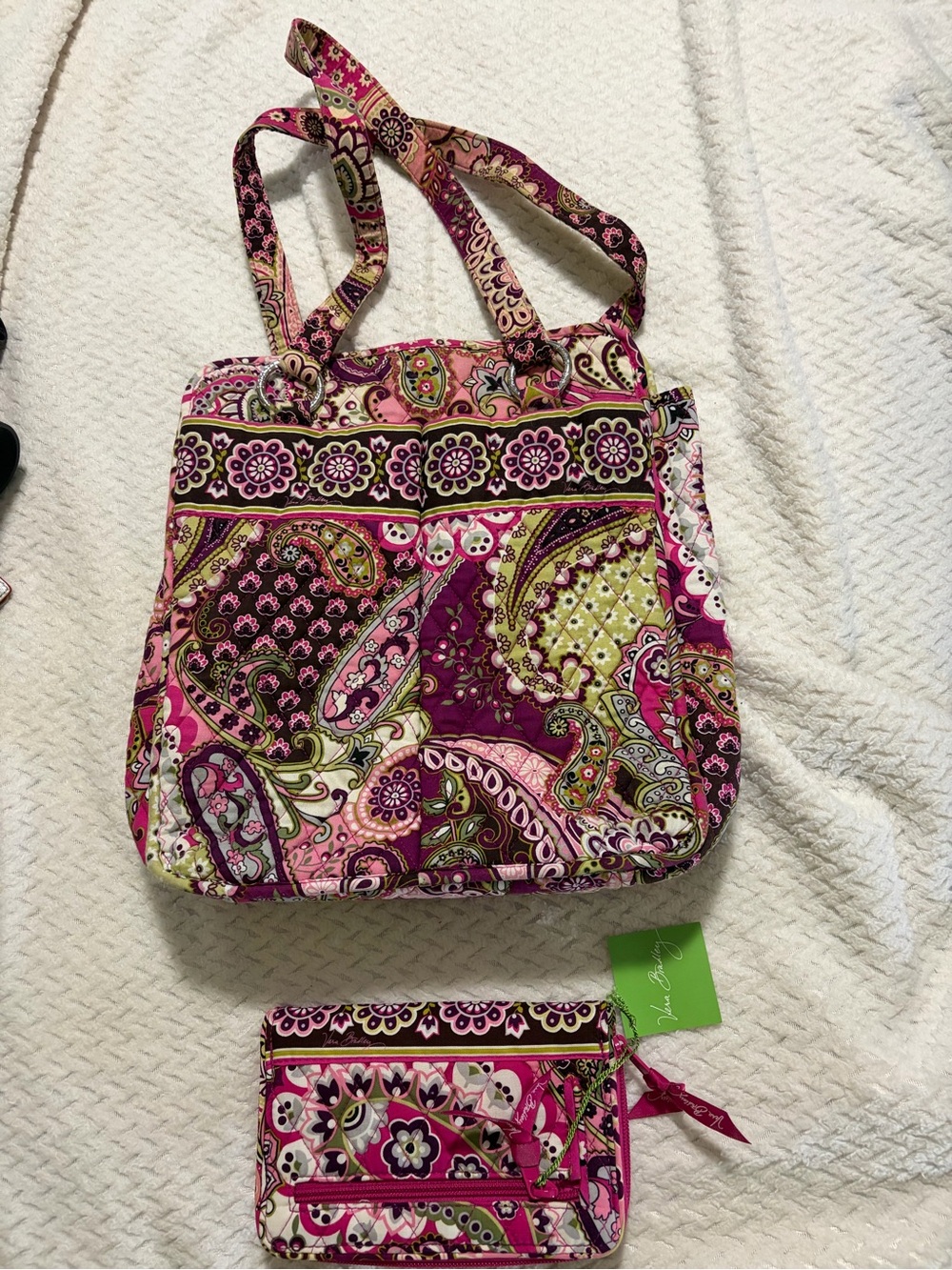 Quilted Paisley Tote and Zip Wallet - Pink Paisley Print Vera Bradley
